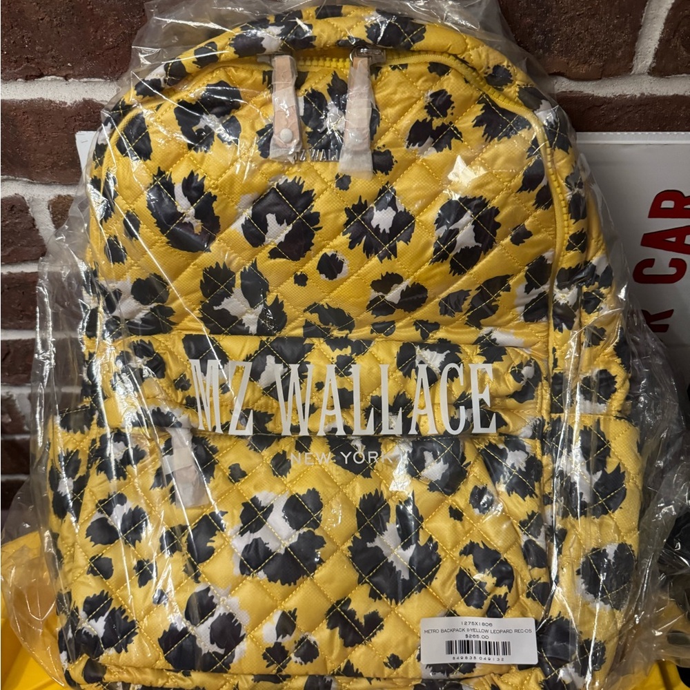 MZ Wallace Yellow Leopard Print Quilted Backpack